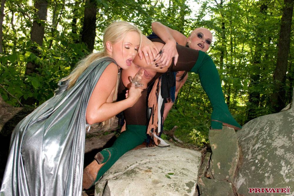 Top pornstars get double fucked while having group sex in the woods - #10