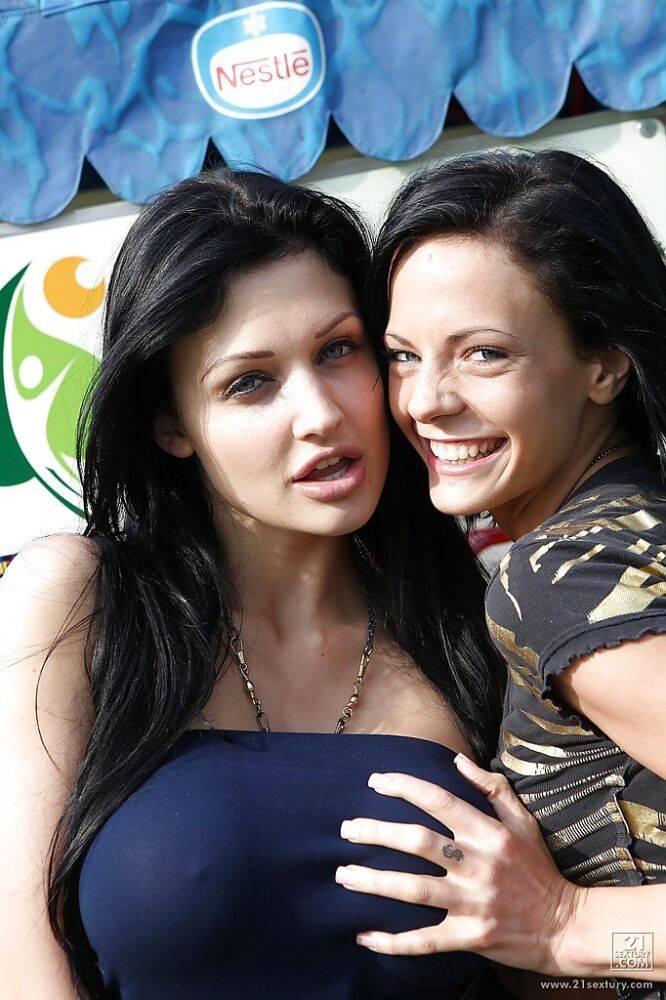 Pornstar with a beautiful face Aletta Ocean has a walk with a friend - #8