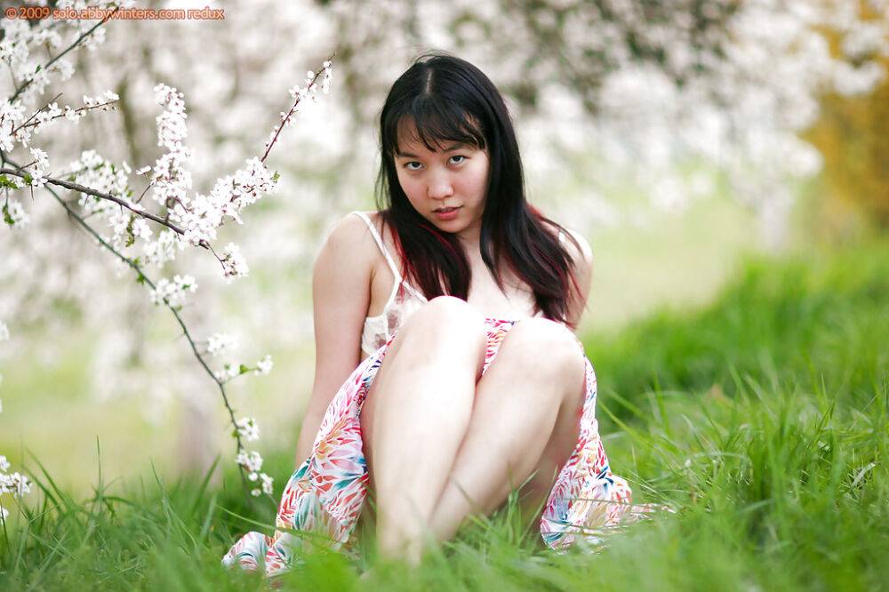 Amateur woman Jenny-Lee sporting nice upskirt under summer dress outdoors - #13