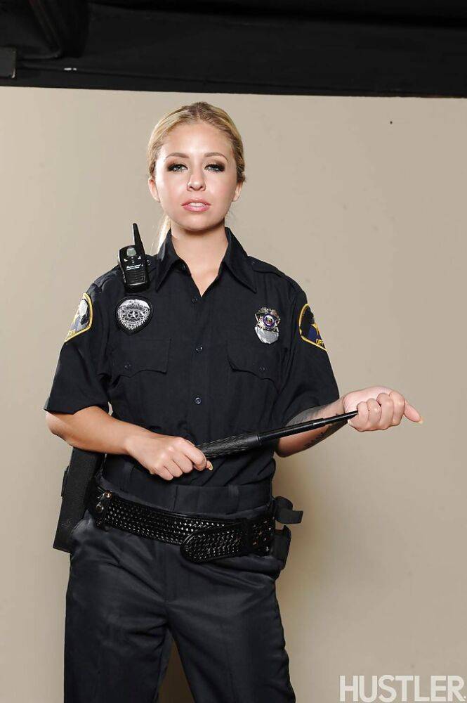Solo girl Madelyn Monroe releasing boobs from police uniform - #11