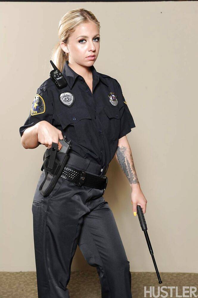 Solo girl Madelyn Monroe releasing boobs from police uniform - #3