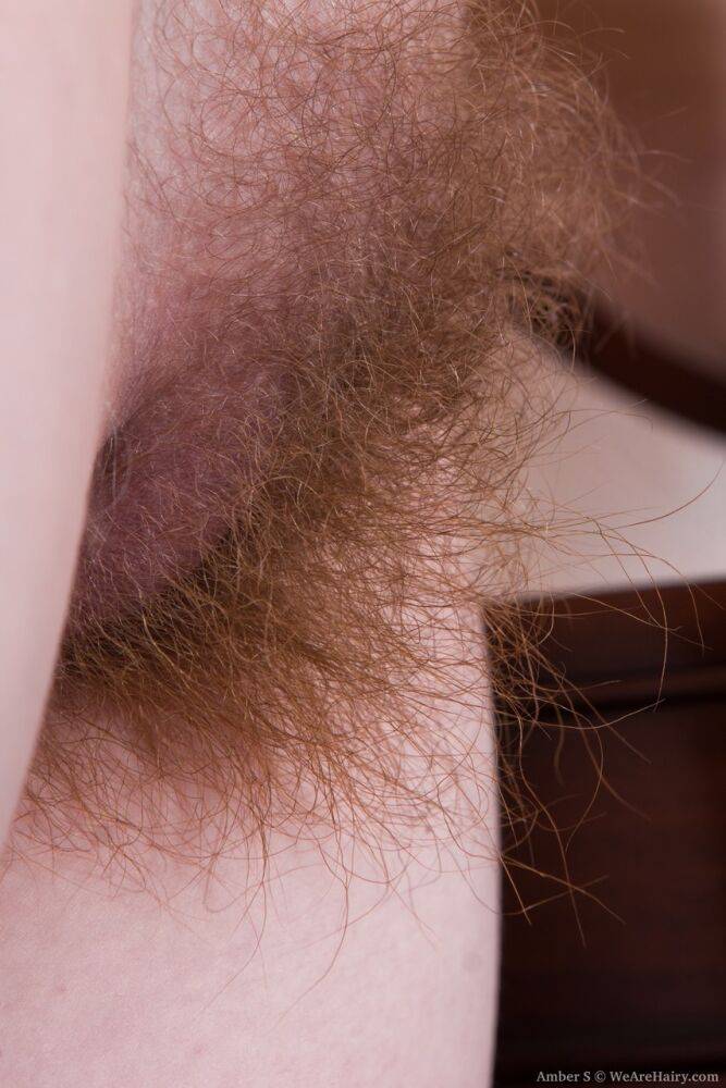 Beautiful amateur Amber S sheds her white lace to spread her very hairy beaver - #11