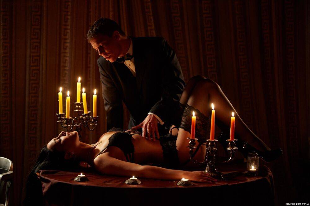 Classy slut in sexy lingerie fucking doggystyle in romantic candlelight - #15