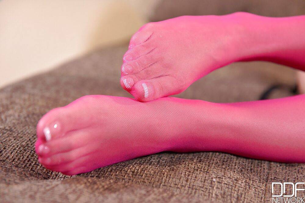 Kinky blonde slut Katie Thornton showing off her beautiful feet - #14