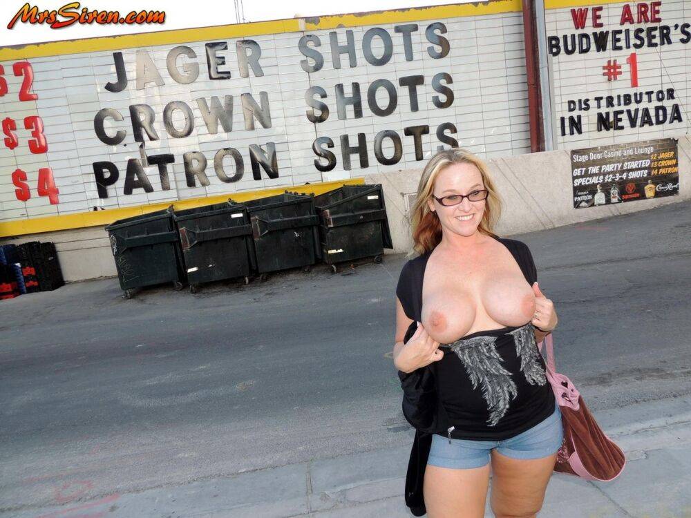 Slut wife Dee Siren flashes big tits in public when not totally naked outdoors - #11