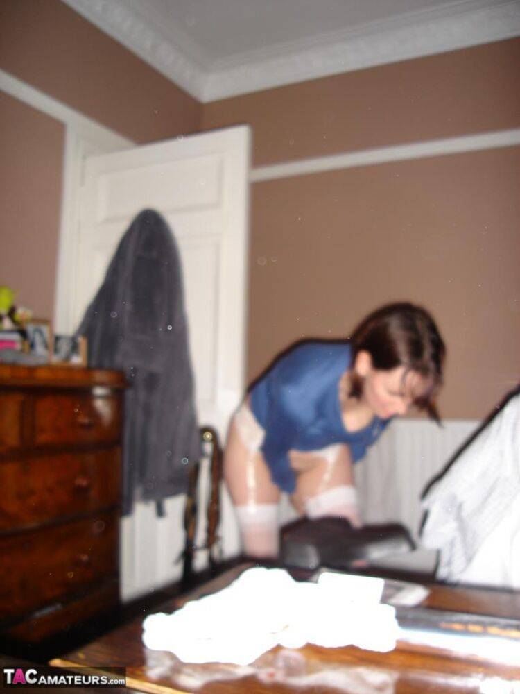 Older amateur Slut Scot Susan changes her hosiery before sex while on the rag - #10