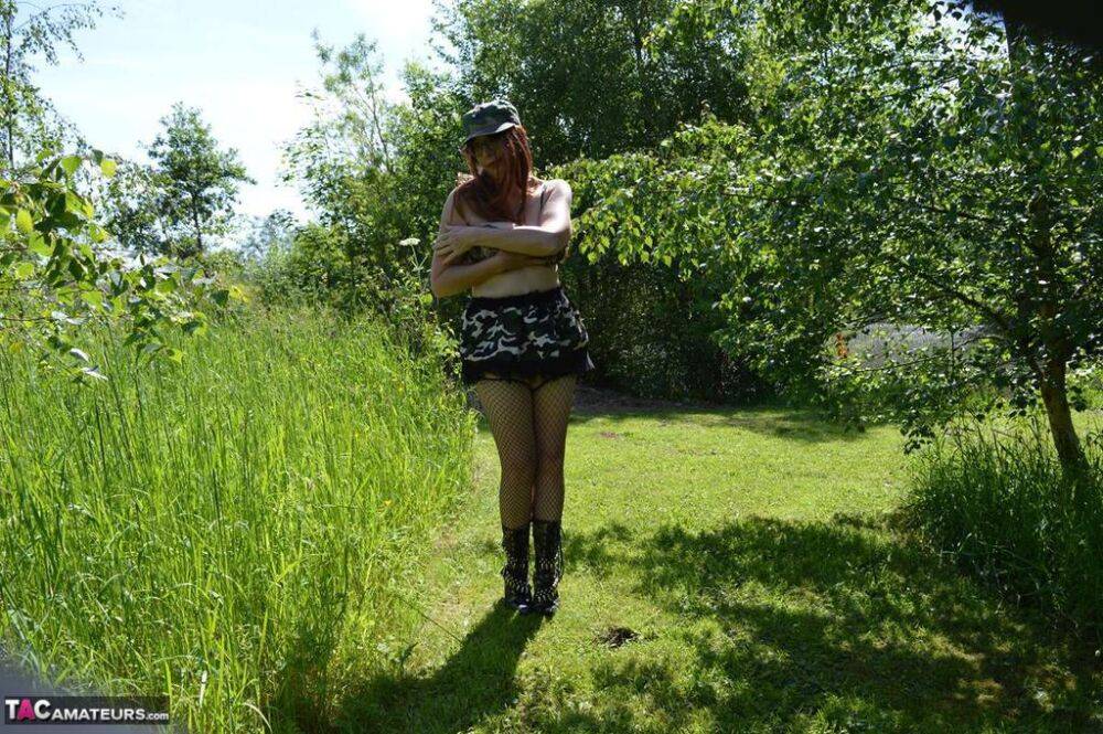 Busty amateur Barby Slut exposes her pussy during a walk in nature - #13