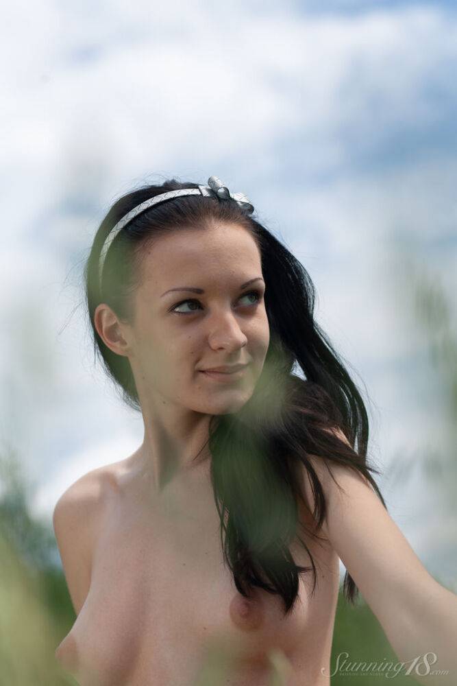 Slim 18 year old Sasha S Milo's completely naked in a field of oats - #13