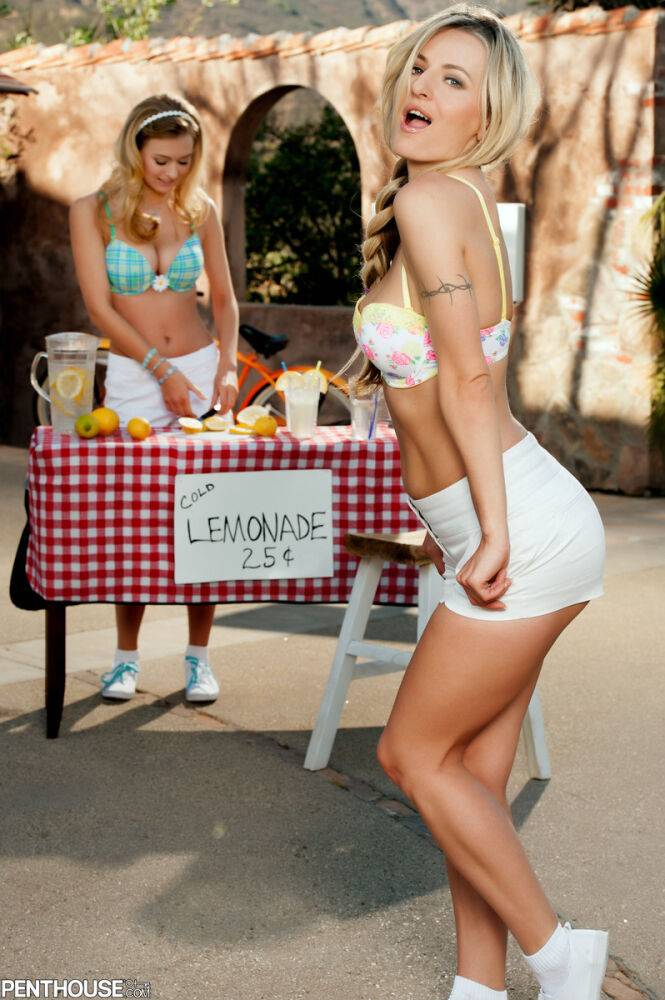 Lesbian sisters Natasha Starr & Natalia Starr get naked at a lemonade stand - #4