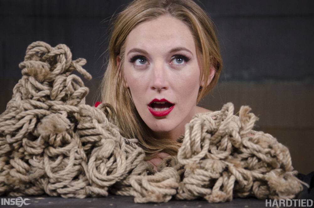 Blonde female Mona Wales has her first Shibari experience in a dungeon - #8