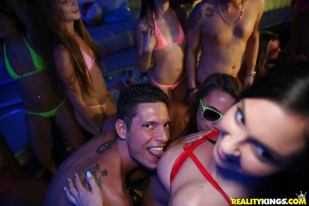 Drunk party girls go wild in full on group sex orgy at club - #8