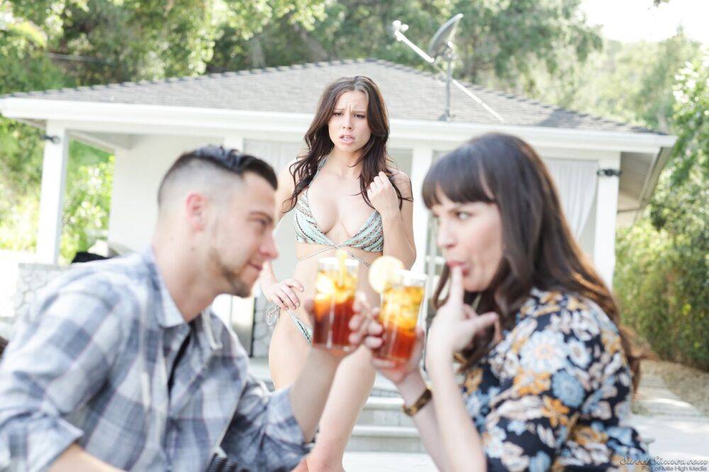 Busty MILF Dana DeArmond flirts with GF's man flaunting long legs & cleavage - #10