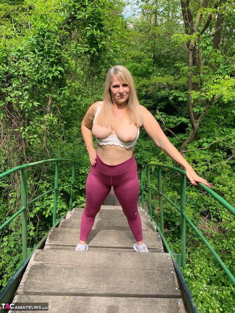 Middle-aged amateur Sweet Susi exposes her ass and tits while on a footbridge | Photo: 1330509