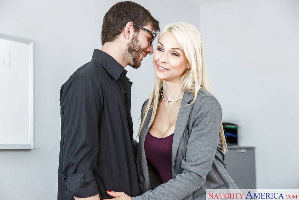 Sexy blonde professor Sarah Vandella having sex with male student on her desk - #4