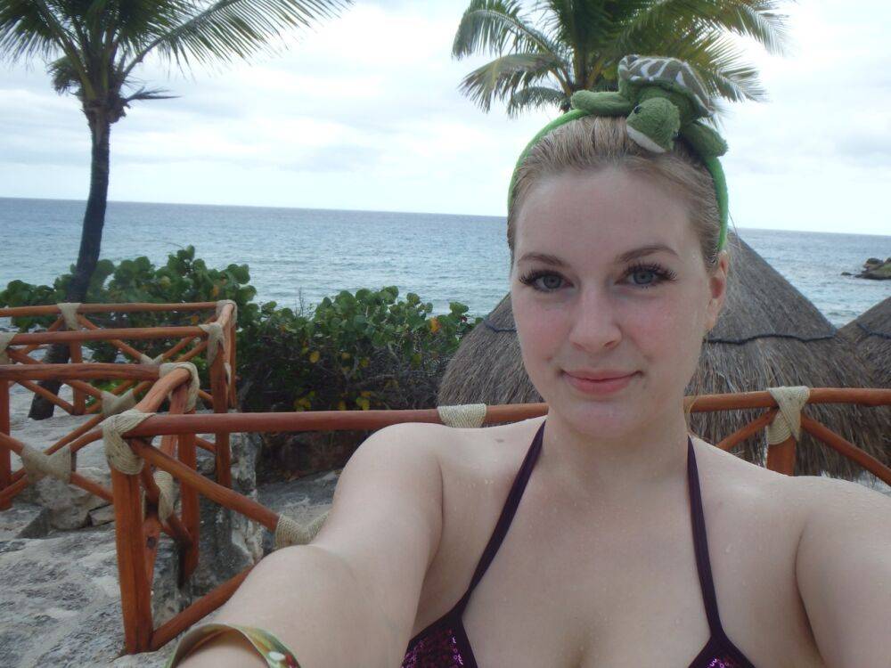 Blonde amateur Danielle shows her big butt and boobs while on vacation - #8