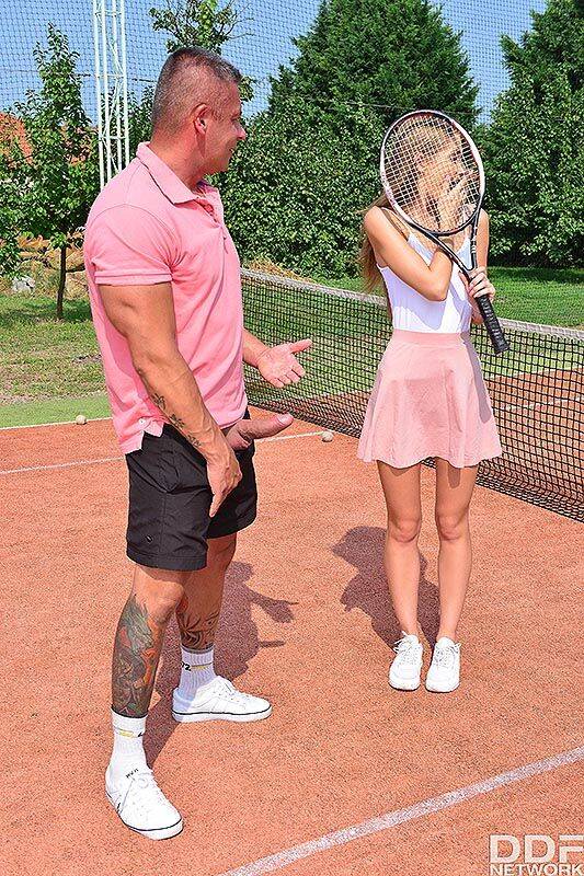 Sporty blonde Tiffany Tatum gets banged on the court by her tennis instructor - #6