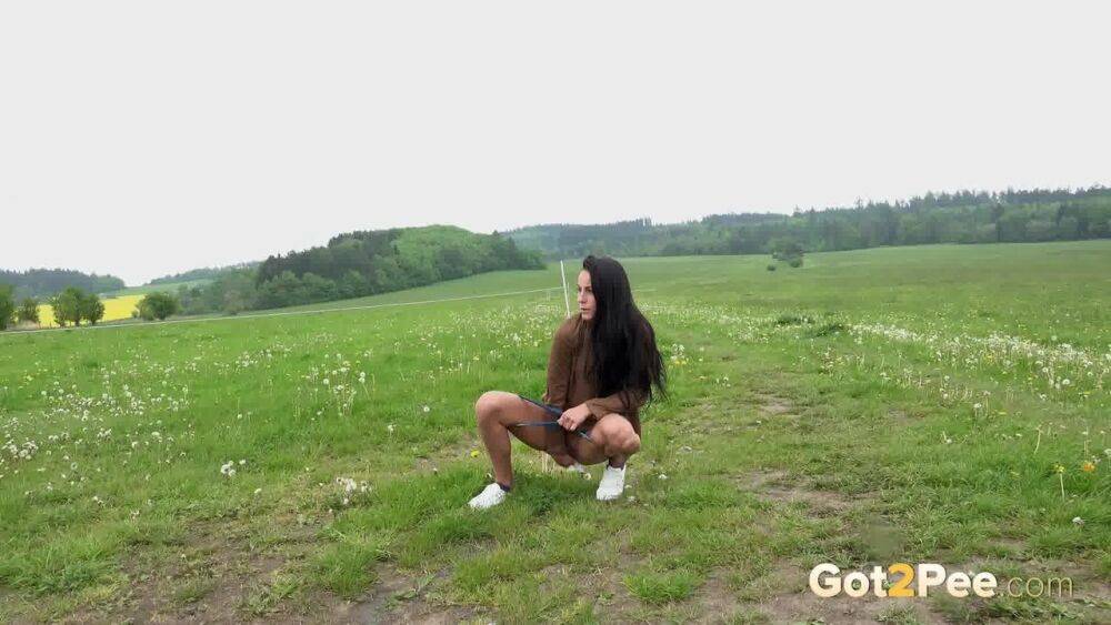 Solo girl Lexi Dona takes a piss in a field after being caught short taken - #11