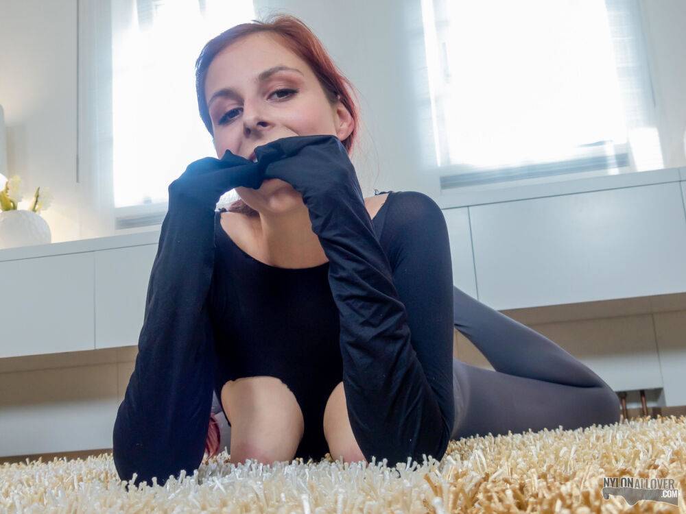 Sexy redhead Antonia Sainz shows her nice tits while wearing pantyhose - #15