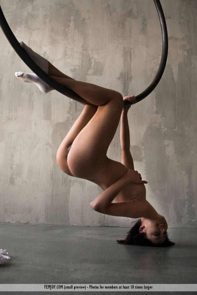 Acrobatic Sabrina G drops her white panties to hula hoop naked wearing socks - #12