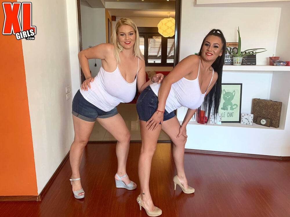 The Star sisters play with each others massive tits in denim shorts - #16