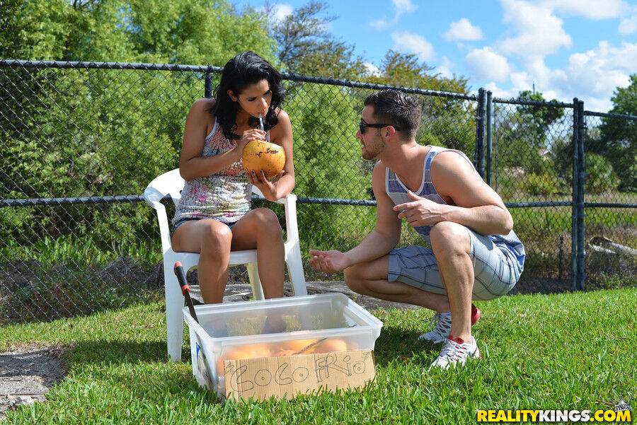 Latina chick gets juiced up on Coco Frio and fucks her new man friend - #7