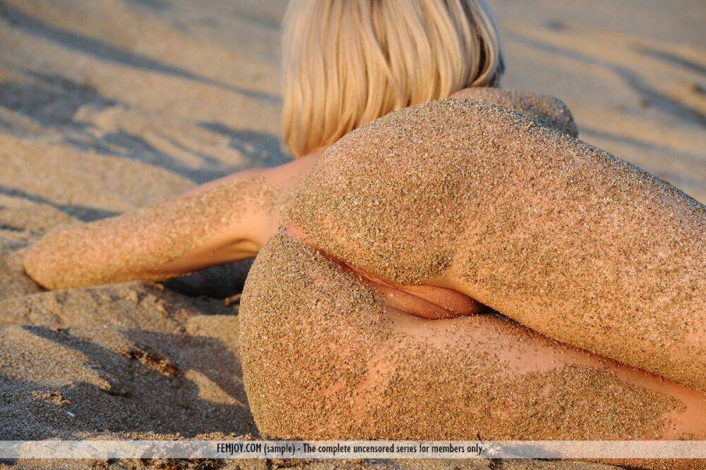 Beautiful blonde Olina D washes beach sand off hot body in the ocean - #8