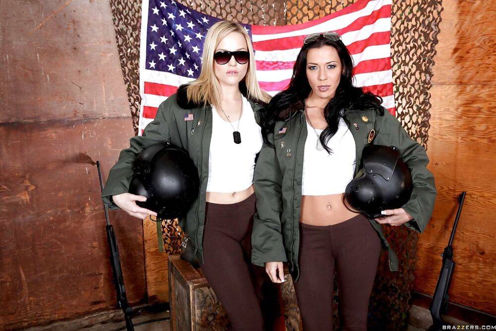 Military babes in uniform Rachel Starr & Alexis Texas sharing a cock - #8