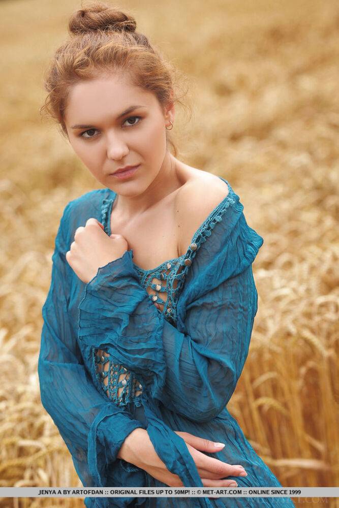 Teen solo girl Jenya A takes off her clothes to pose naked in a field of wheat - #7