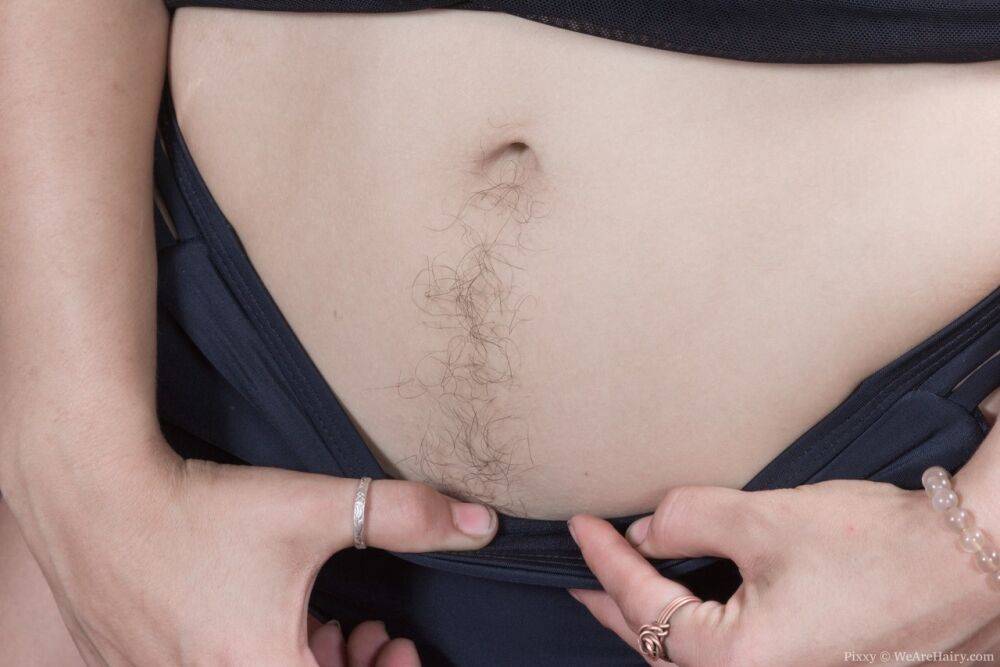 First timer Pixxy reveals her unshaven female body parts one at a time - #9