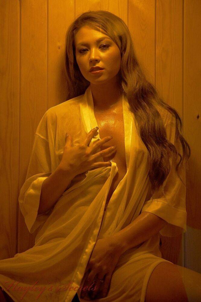 Solo female Natalia Forrest exposes her sweaty body while in a sauna - #11