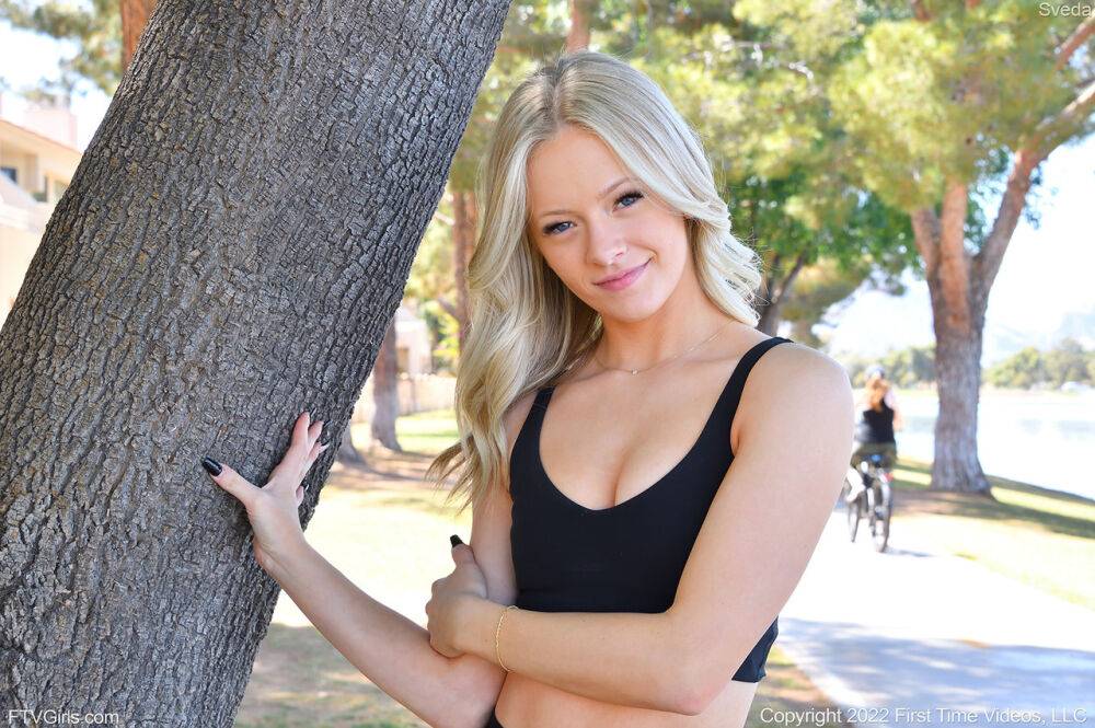 Sweet blonde Sveda makes her nude debut after flashing in a public park - #15