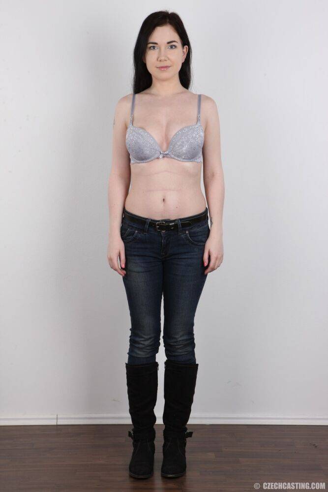 Fresh faced Lucka peels her jeans for a naked interview photo session - #8