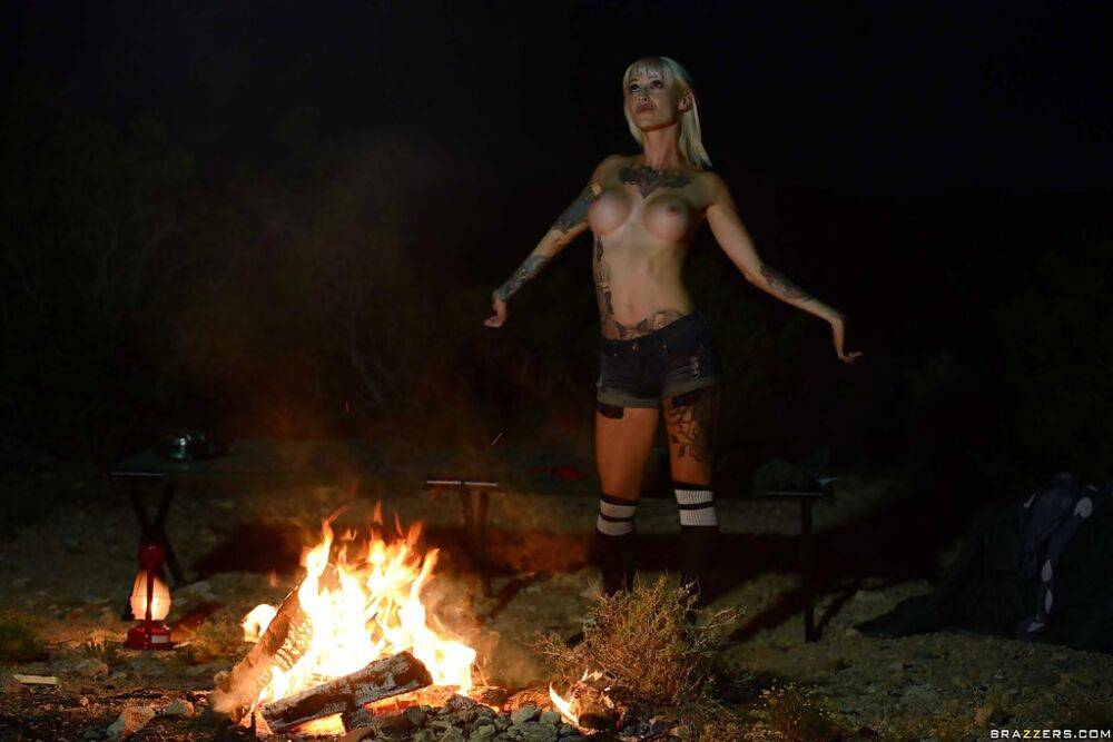 Outdoor posing of a big tits babe in shorts and socks Kleio Valentien - #13