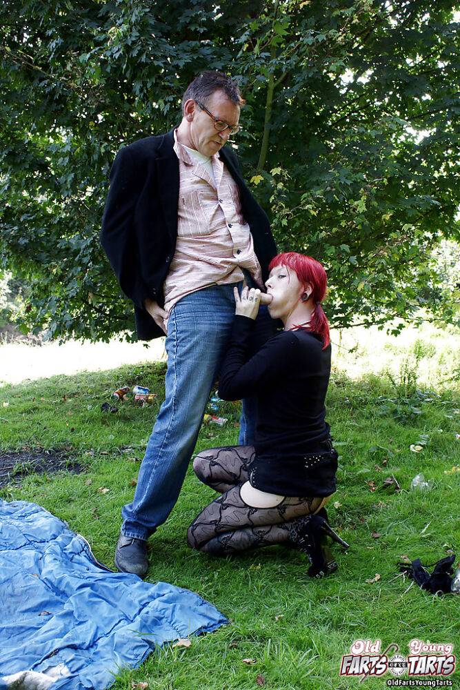 Hardcore outdoor fuck with a beautiful clothed girl and her man - #15