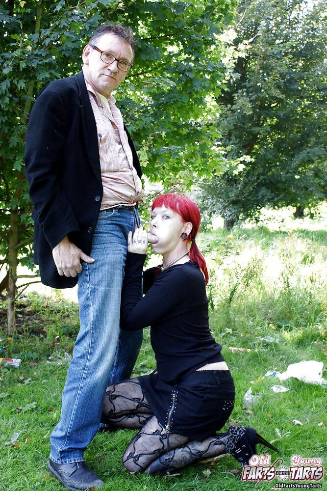 Hardcore outdoor fuck with a beautiful clothed girl and her man - #16