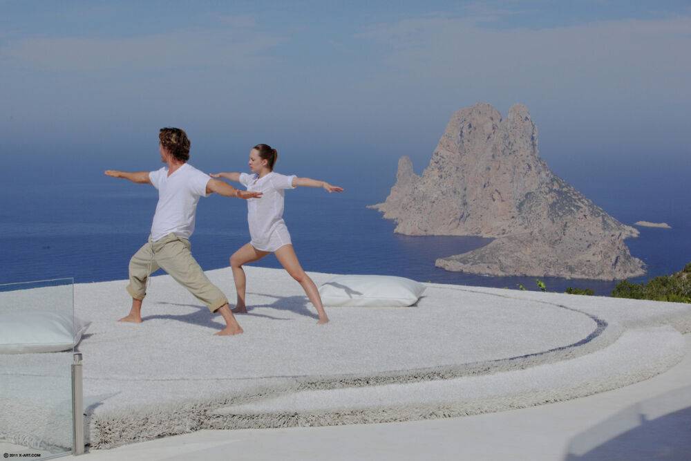 Barefoot female Leila gets banged on a seaside patio by her Tai Chi teacher - #6