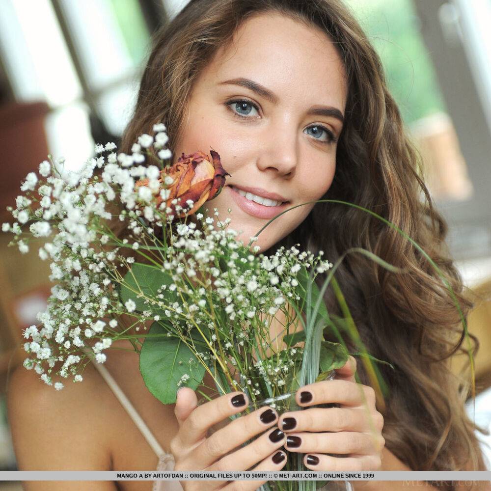 Sweet teen Mango A hops onto kitchen counter to show her beautiful nude body - #14