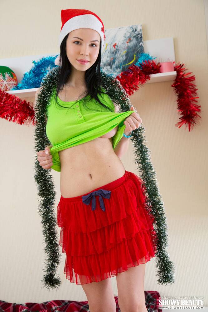 Dark haired teen Vasilisa sets her great body free at Xmas with a toque on - #11