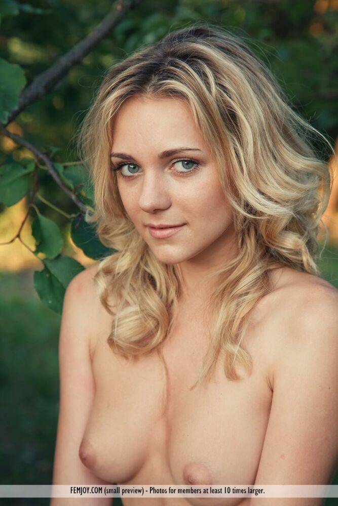 Young blonde Thea C strikes tempting nude poses in a rural setting - #3