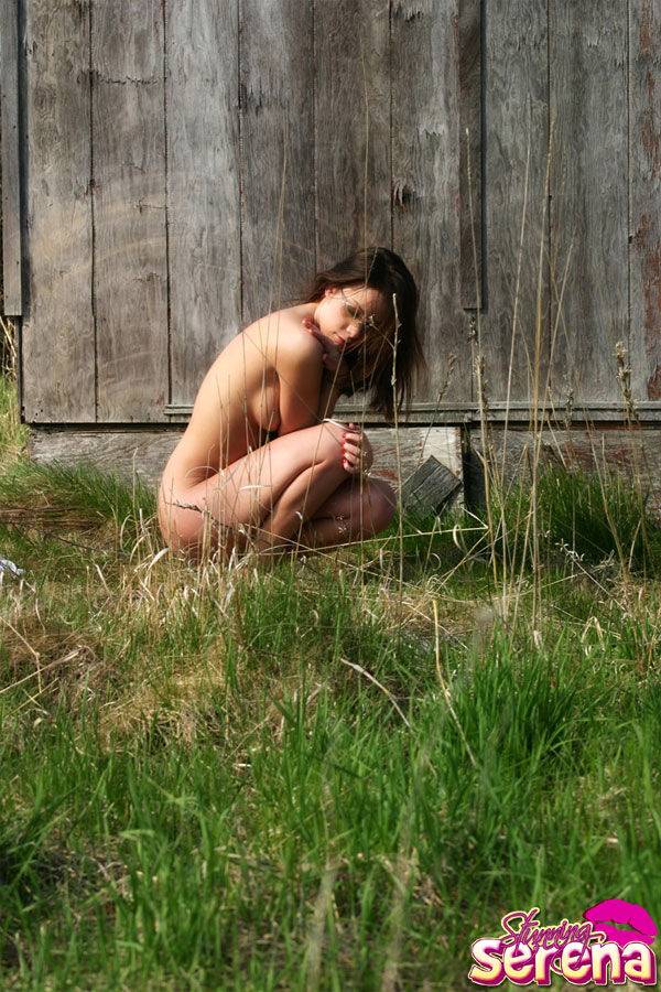 Ho teen Stunning Serena takes off her bra and thong by a barn in a SFW manner - #9