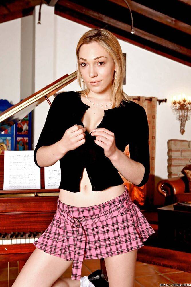 Teen babe with a tight booty Lily Labeau exposes her hairy pussy - #4