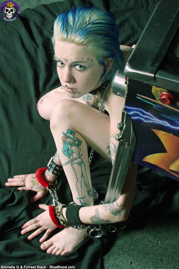 Punk girl Rachel Face is left naked and chained to a pinball machine - #2