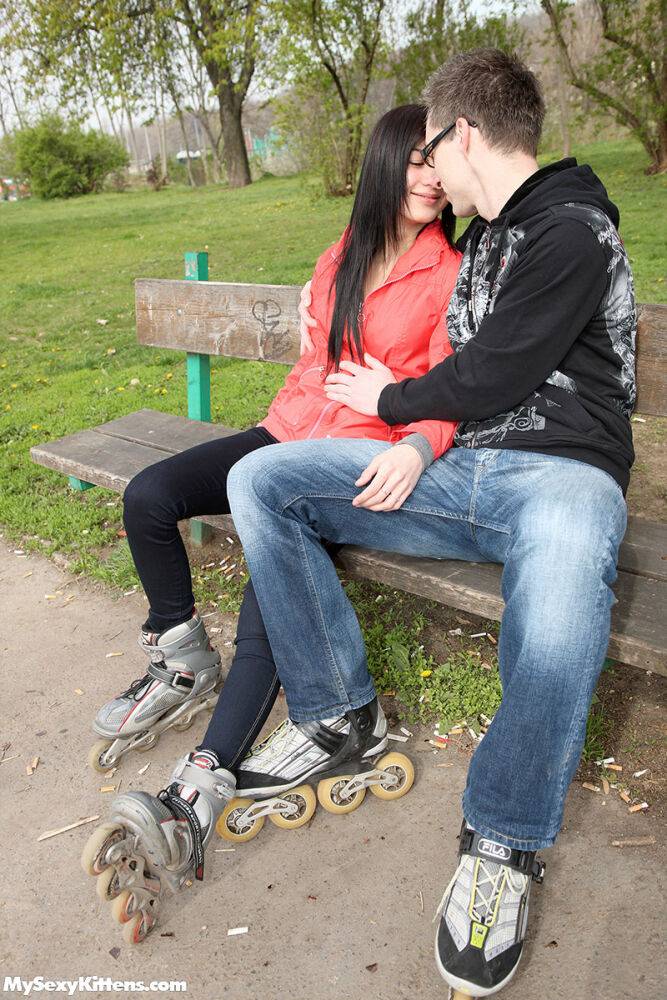 Petite teen with black hair gets banged after a day of roller blading - #5