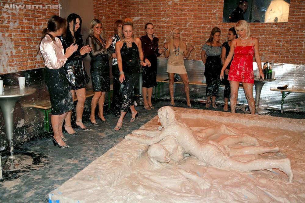 Salacious european fetish ladies enjoy a messy mud wrestling - #3
