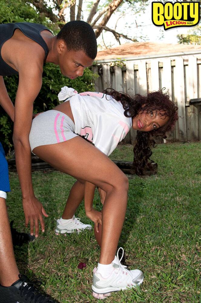 Ebony chick Envy Kenya gets nailed in backyard after a game of football - #2