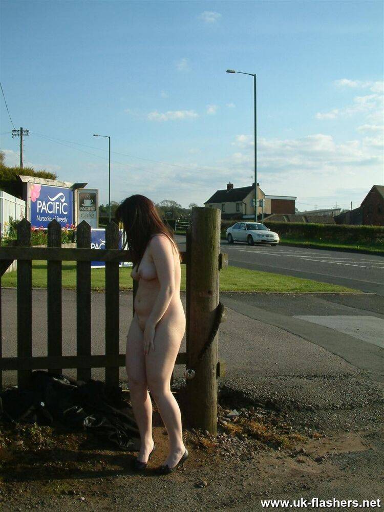 Thick amateur with brunette hair strips naked in a public setting - #7