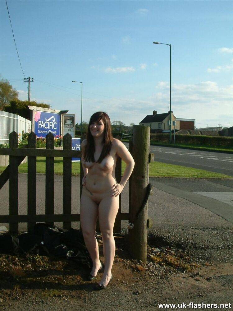 Thick amateur with brunette hair strips naked in a public setting - #16