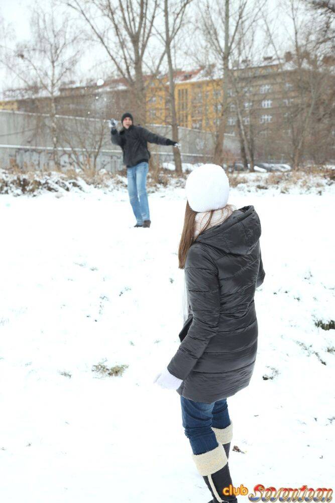 Young girl with beautiful boobs gets banged inside on a cold winter day - #8