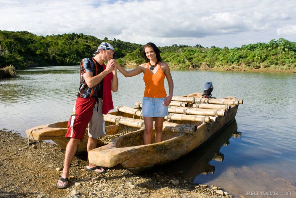 Busty chick and her man friend get it on in solitude next to a river - #5