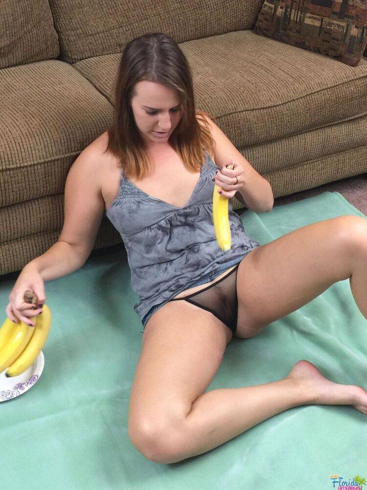 Horny amateur Alisha Adams masturbates with help from a couple of bananas - #6